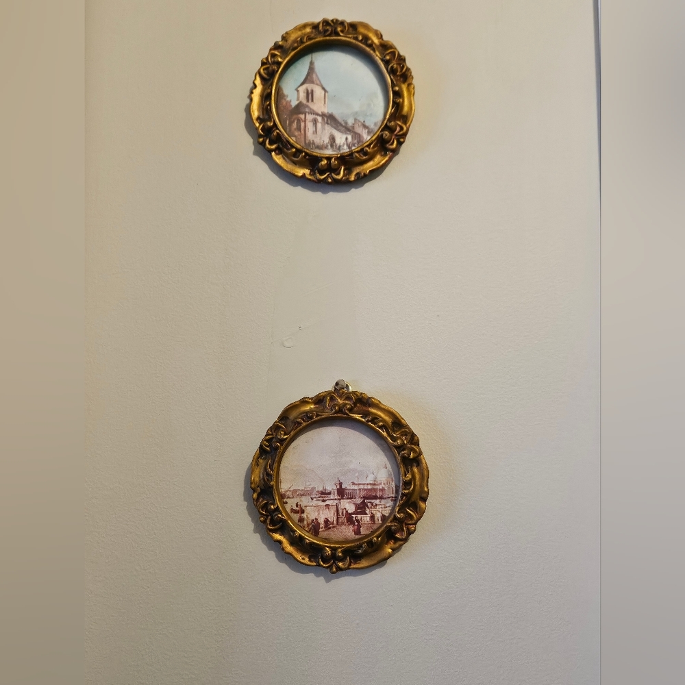 Set of Vintage gold framed wall art by Giovanni Antonio canaletto